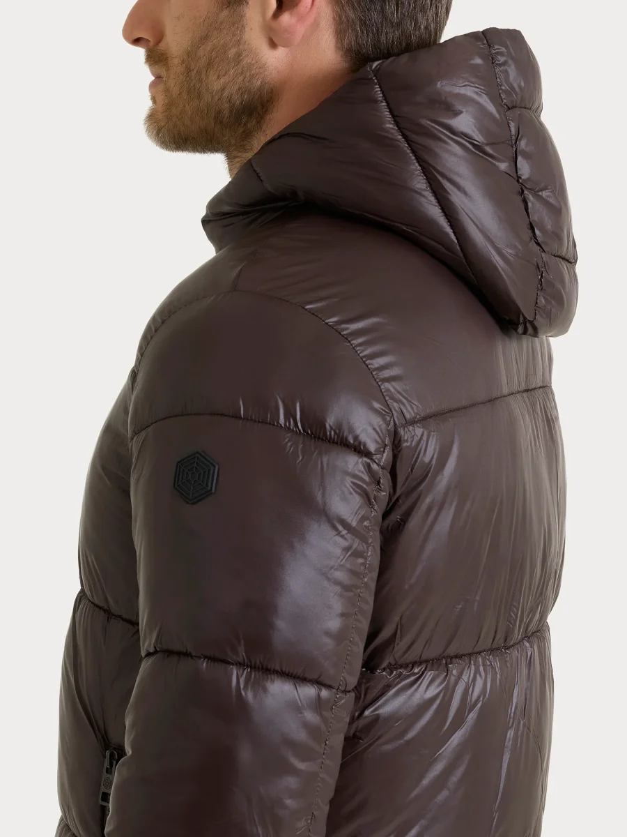 Piumino shiny con cappuccio in Vegan Down - Chocolate Torte - immagine 4