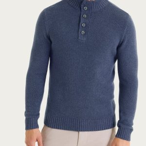 Lupetto con zip e bottoni in Winter Cotton - Avio Mel.