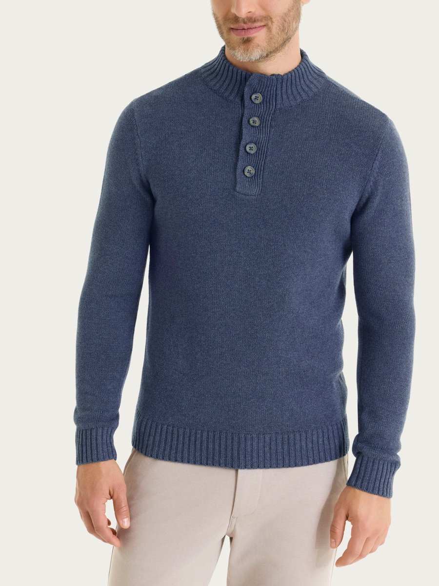 Lupetto con zip e bottoni in Winter Cotton - Avio Mel.