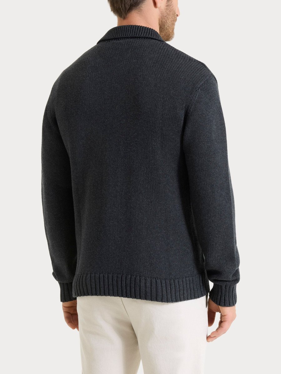 Cardigan con rever in Winter Cotton - Nero Mel. - immagine 3