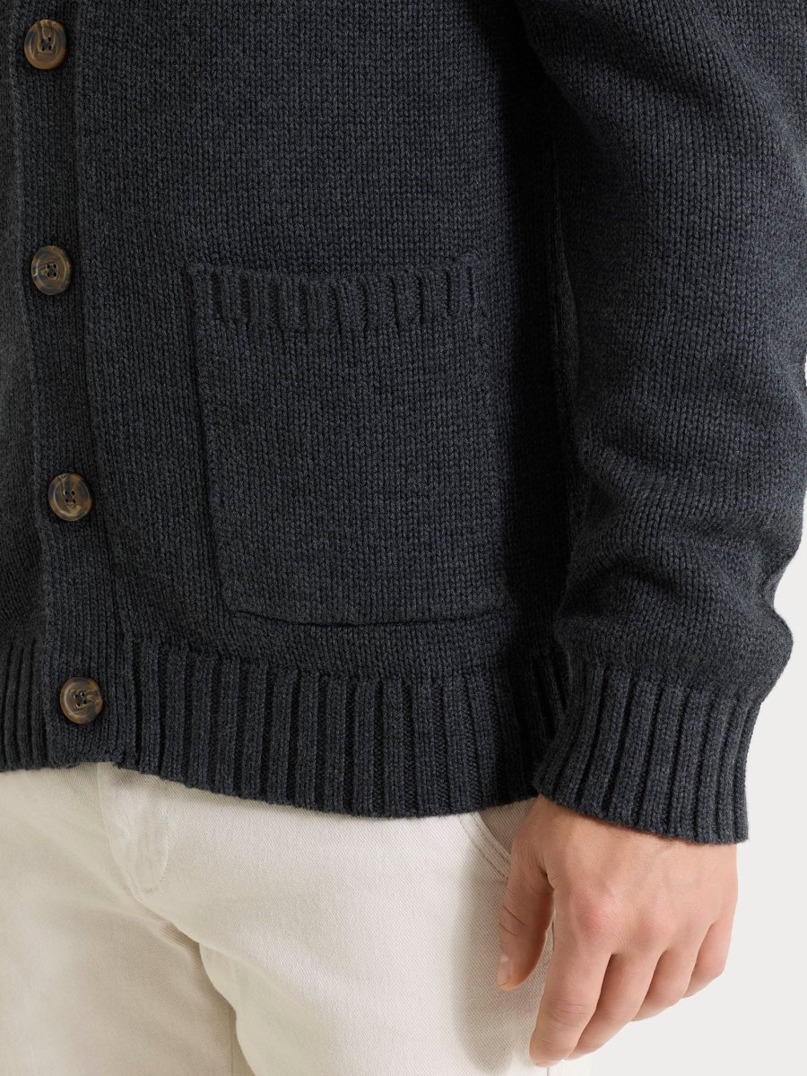 Cardigan con rever in Winter Cotton - Nero Mel. - immagine 4