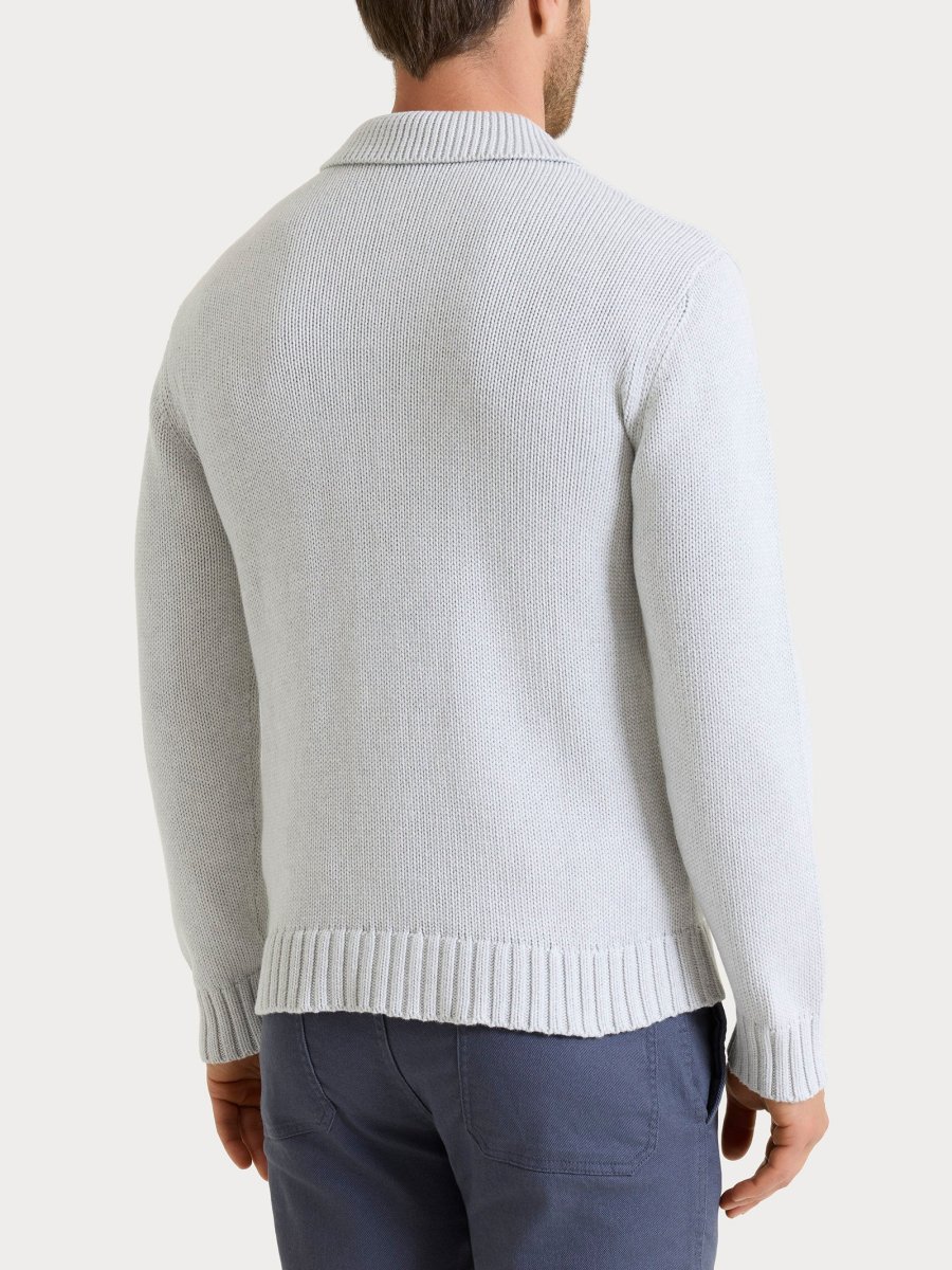 Cardigan con rever in Winter Cotton - Dawn Blue Mel. - immagine 3