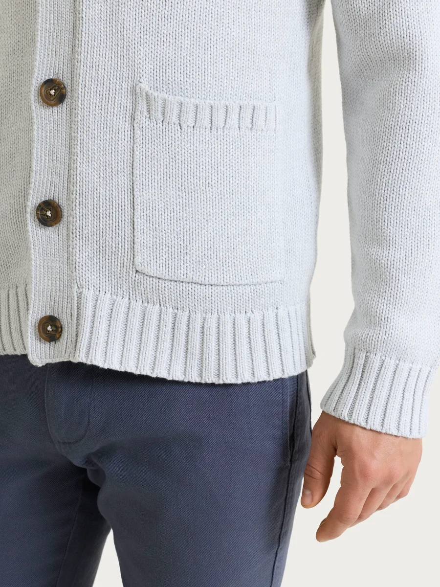 Cardigan con rever in Winter Cotton - Dawn Blue Mel. - immagine 4