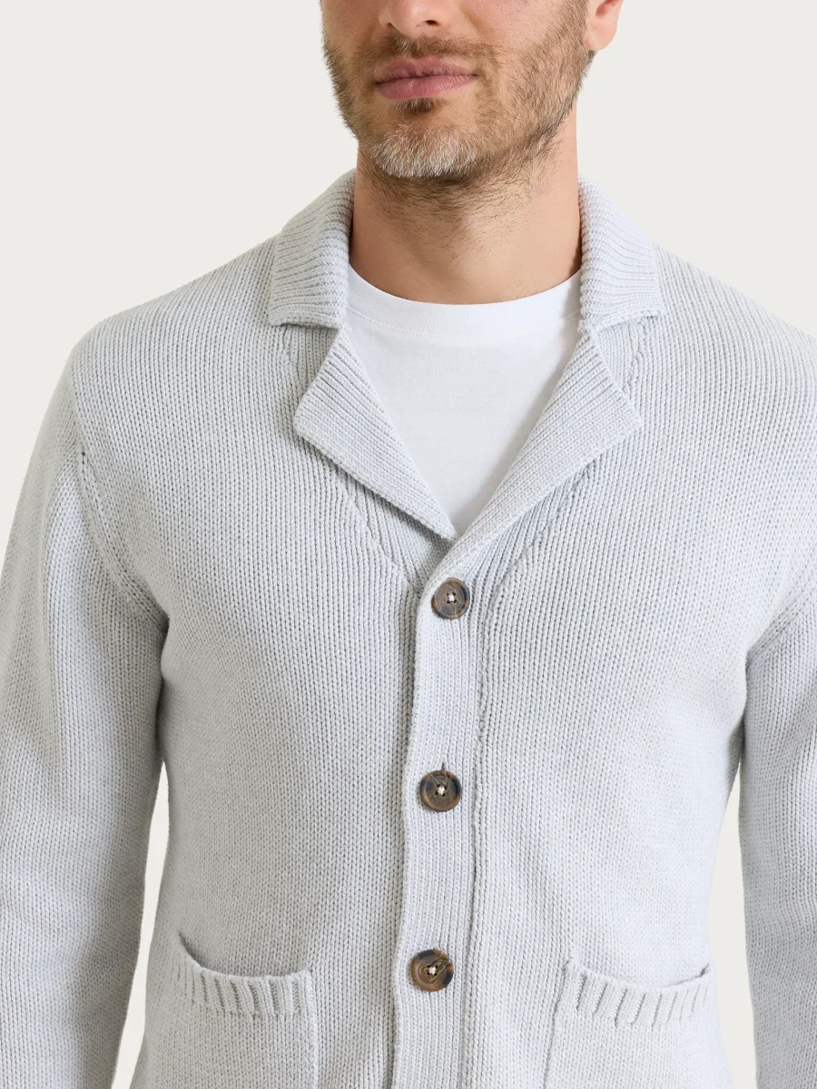 Cardigan con rever in Winter Cotton - Dawn Blue Mel. - immagine 5