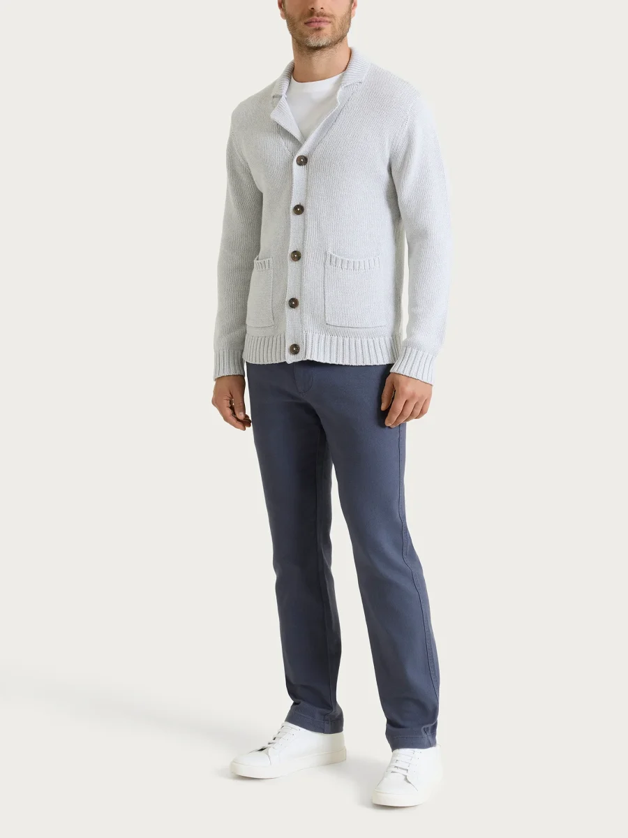 Cardigan con rever in Winter Cotton - Dawn Blue Mel. - immagine 6