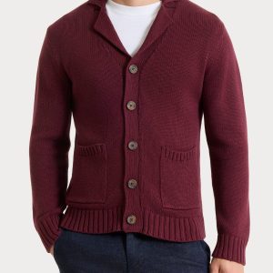 Cardigan con rever in Winter Cotton - Fig Mel.