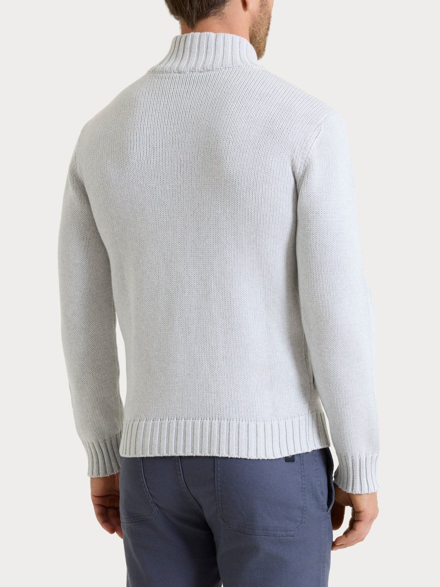 Cardigan con zip in Winter Cotton - Dawn Blue Mel. - immagine 3