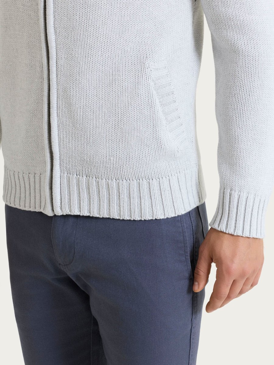 Cardigan con zip in Winter Cotton - Dawn Blue Mel. - immagine 4