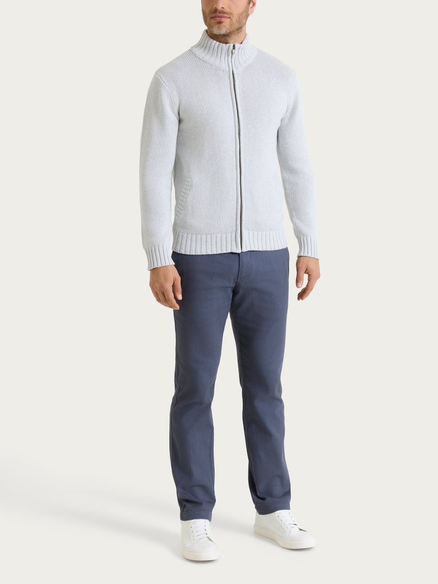 Cardigan con zip in Winter Cotton - Dawn Blue Mel. - immagine 6