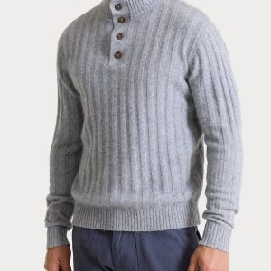 Lupetto con costa piatta in Natural Soft  - Ghiaia Mel.