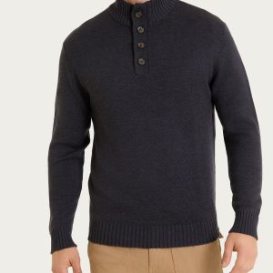 Lupetto con zip e bottoni in Merino Soft - Oscuro Mel.