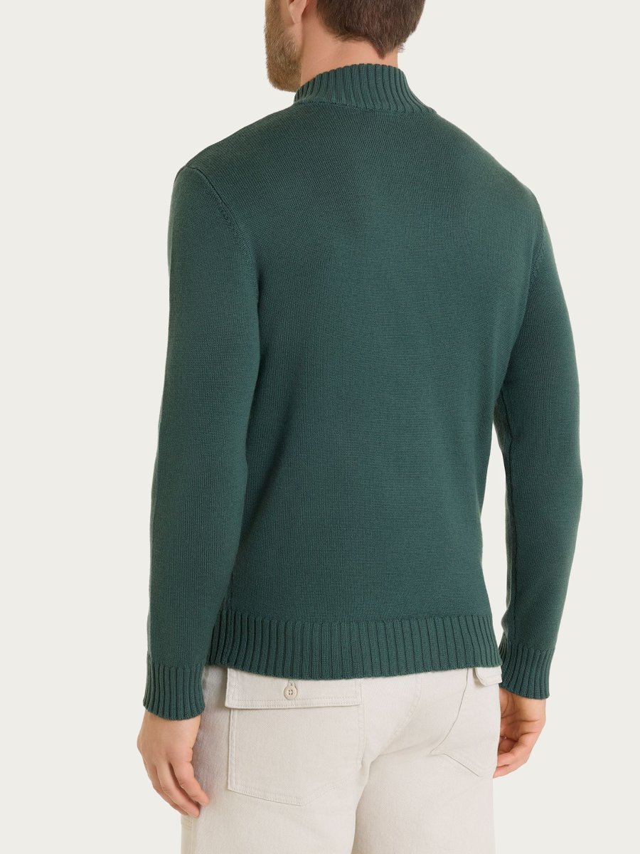 Lupetto con zip e bottoni in Merino Soft - Dark Forest - immagine 3