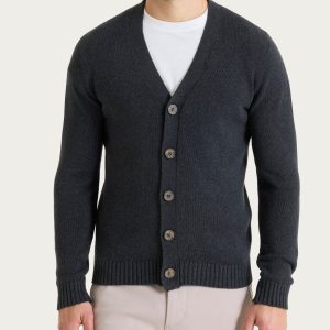 Cardigan in Winter Cotton - Nero Mel.