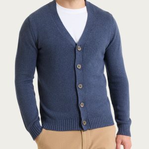 Cardigan in Winter Cotton - Avio Mel.