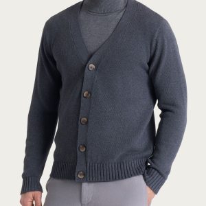 Cardigan in Winter Cotton - Ardesia Mel.