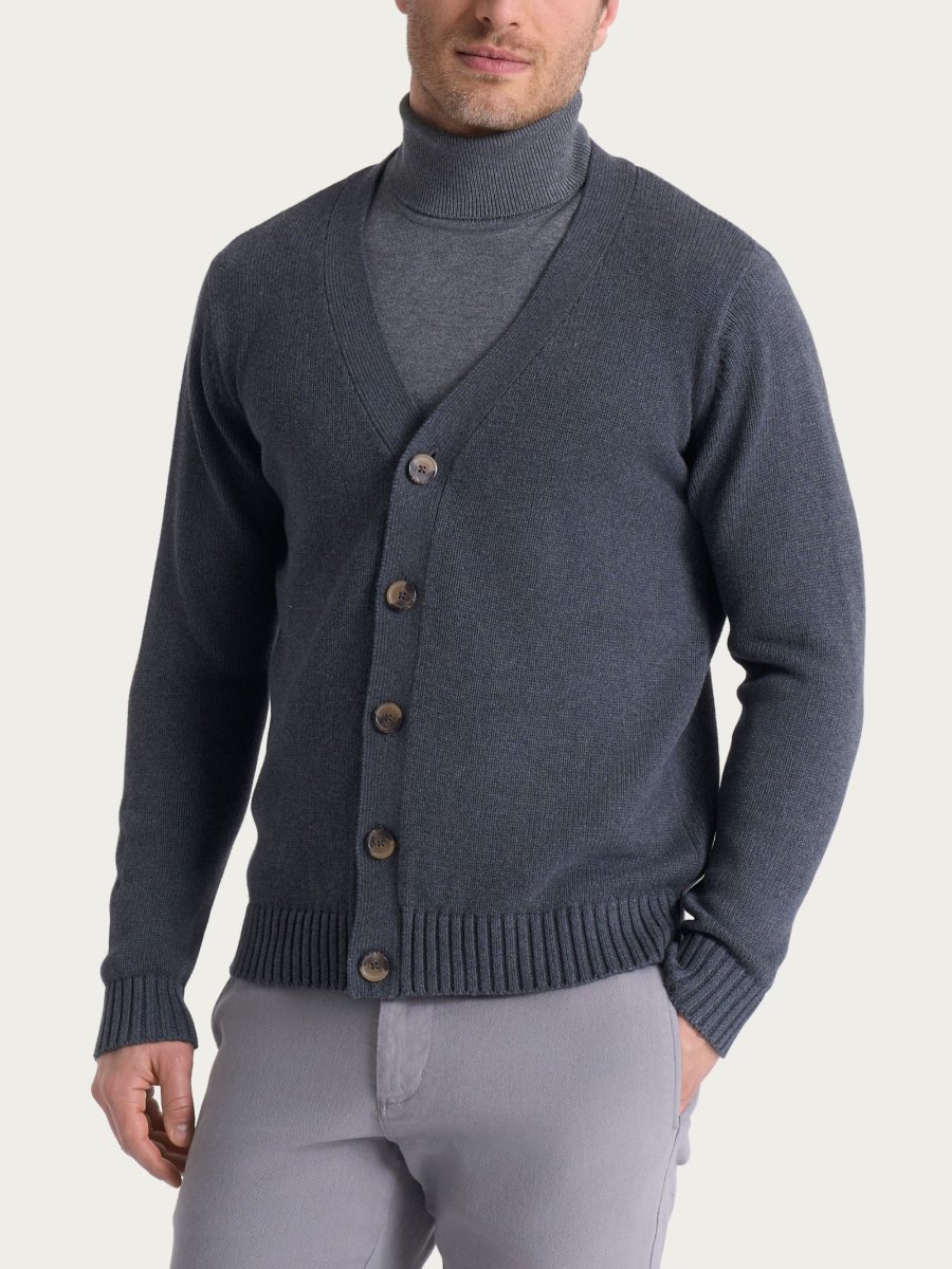 Cardigan in Winter Cotton - Ardesia Mel. - immagine 2