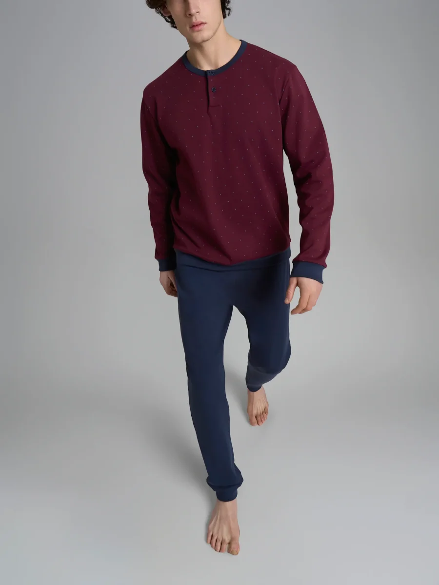 Pigiama serafino con fantasia geometrica in interlock di cotone 44-56 - Fant. Windsor Wine - immagine 2