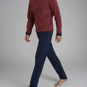 Pigiama serafino con fantasia geometrica in interlock di cotone 44-56 - Fant. Henna