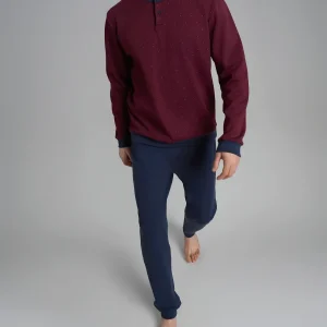 Pigiama a serafino con fantasia geometrica in interlock di cotone 58-60 - Fant. Windsor Wine