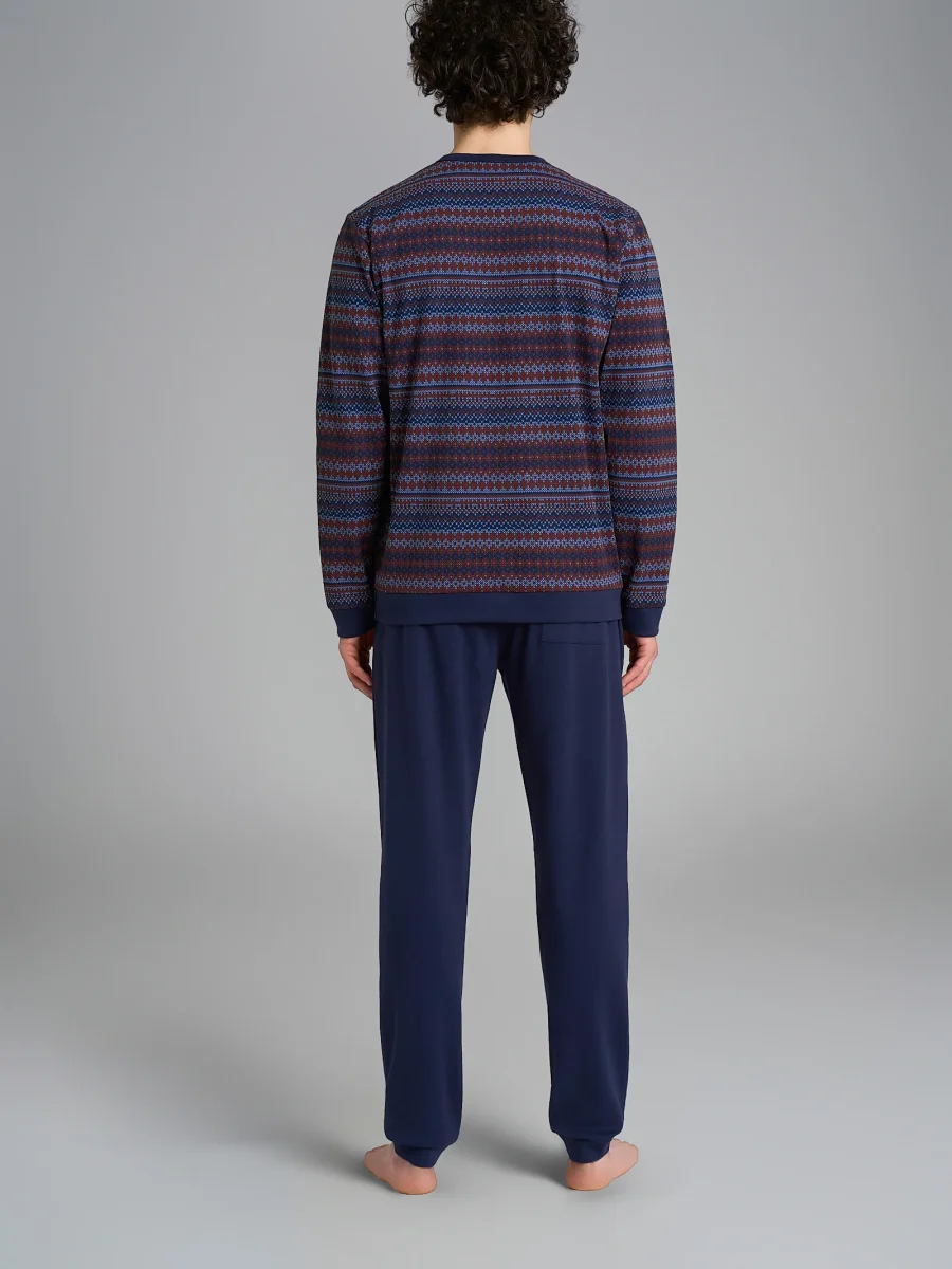 Pigiama a serafino con punto rasato in interlock di cotone - Fant. Colony Blue - immagine 3