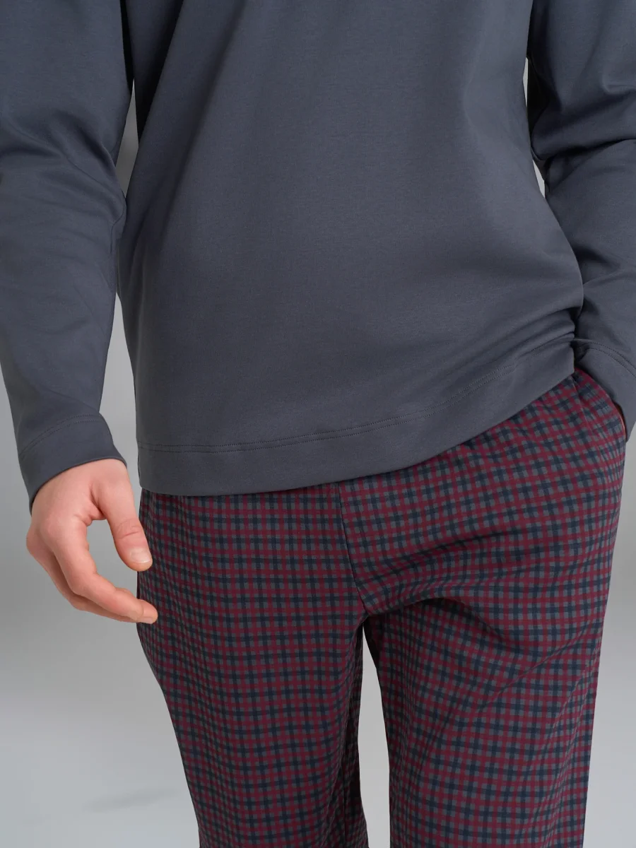 Pigiama a serafino con fantasia tartan in interlock di cotone - Fant. Turbulence Small Check - immagine 4