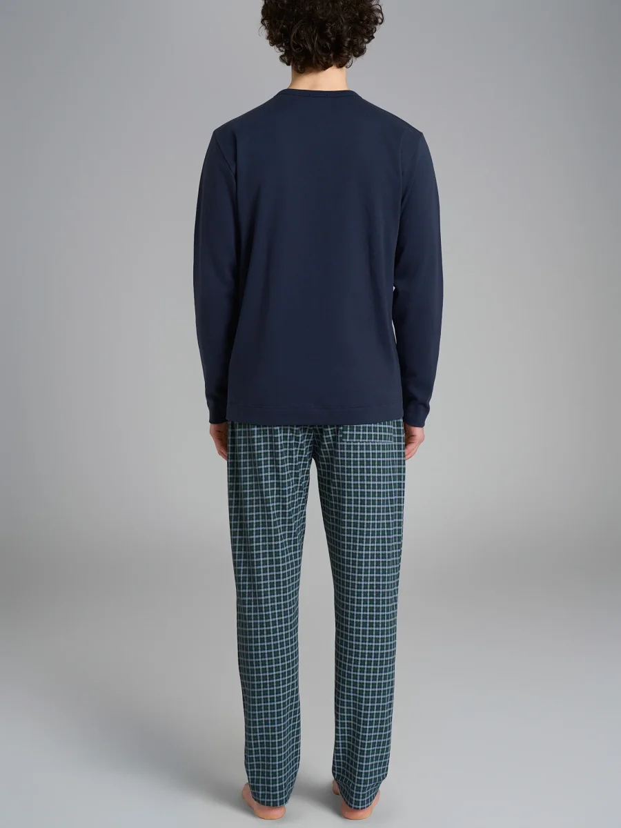 Pigiama a serafino con fantasia tartan in interlock di cotone - Fant. Notte Small Check - immagine 3