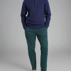 Pigiama tartan a serafino in interlock di cotone - Fant.Trekking Green Tartan