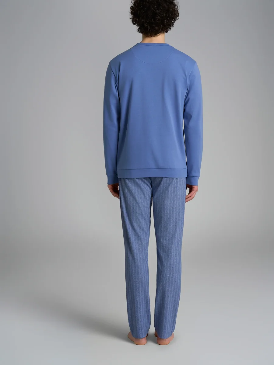 Pigiama spigato a serafino in interlock di cotone 44-56 - Fant. Colony Blue Spigato - immagine 3