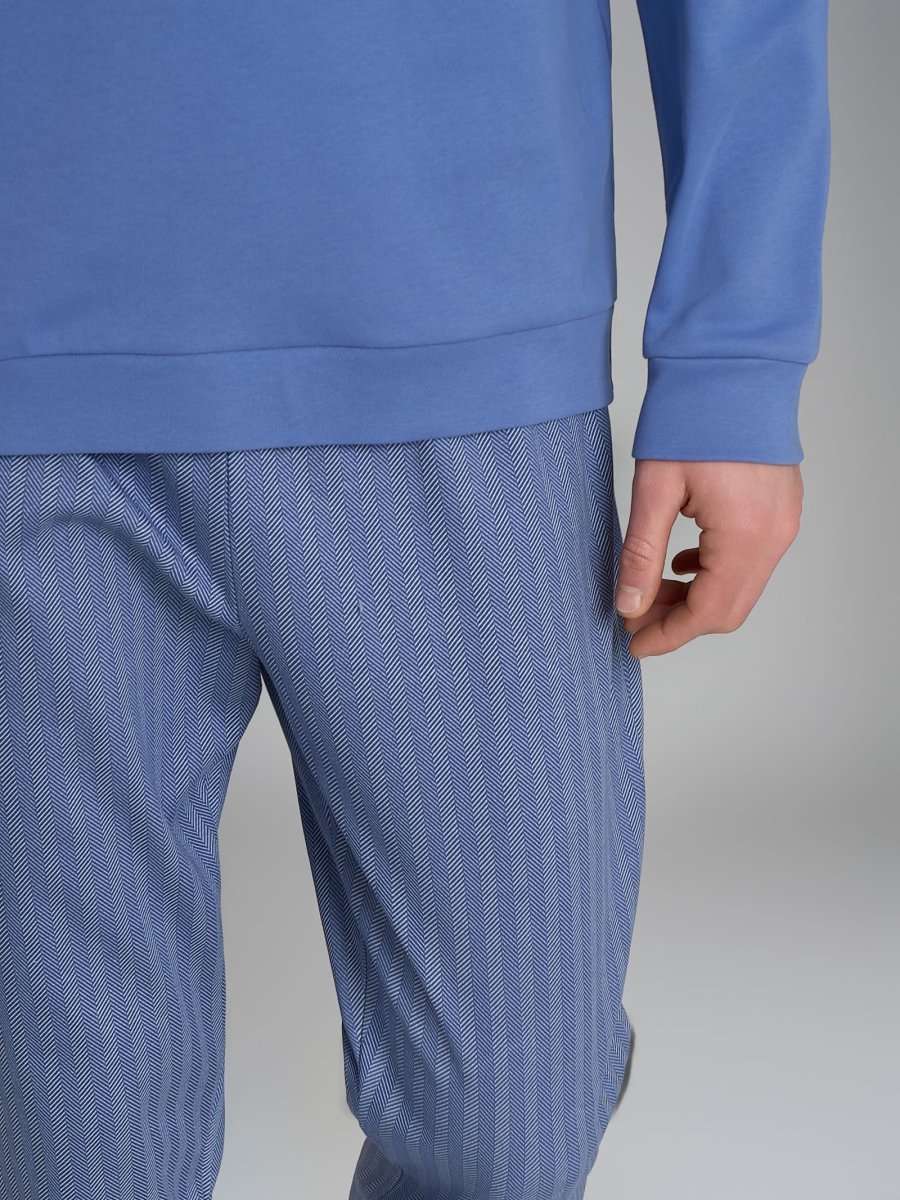 Pigiama spigato a serafino in interlock di cotone 44-56 - Fant. Colony Blue Spigato - immagine 4