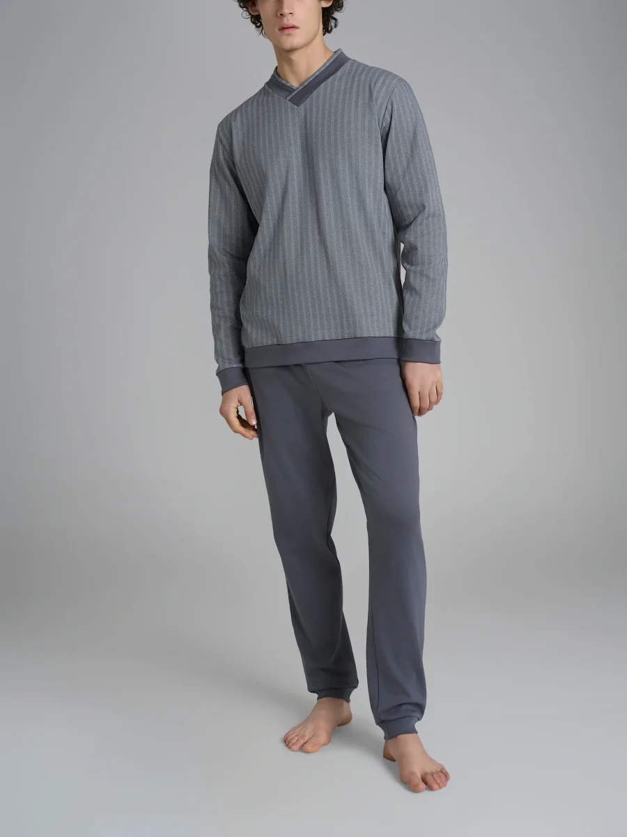 Pigiama spigato con scollo a V in interlock di cotone - Fant. Turbulence Spigato