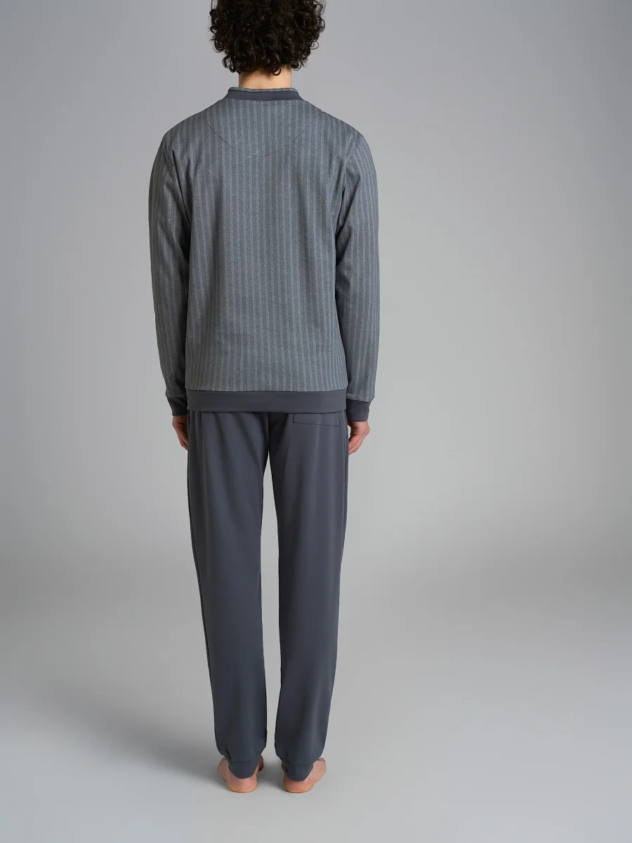 Pigiama spigato con scollo a V in interlock di cotone - Fant. Turbulence Spigato - immagine 3