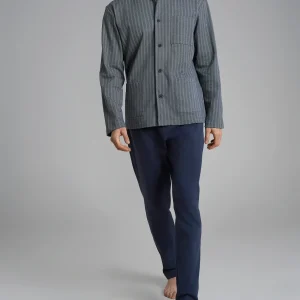 Pigiama spigato aperto in interlock di cotone 58-60 - Fant. Notte Spigato