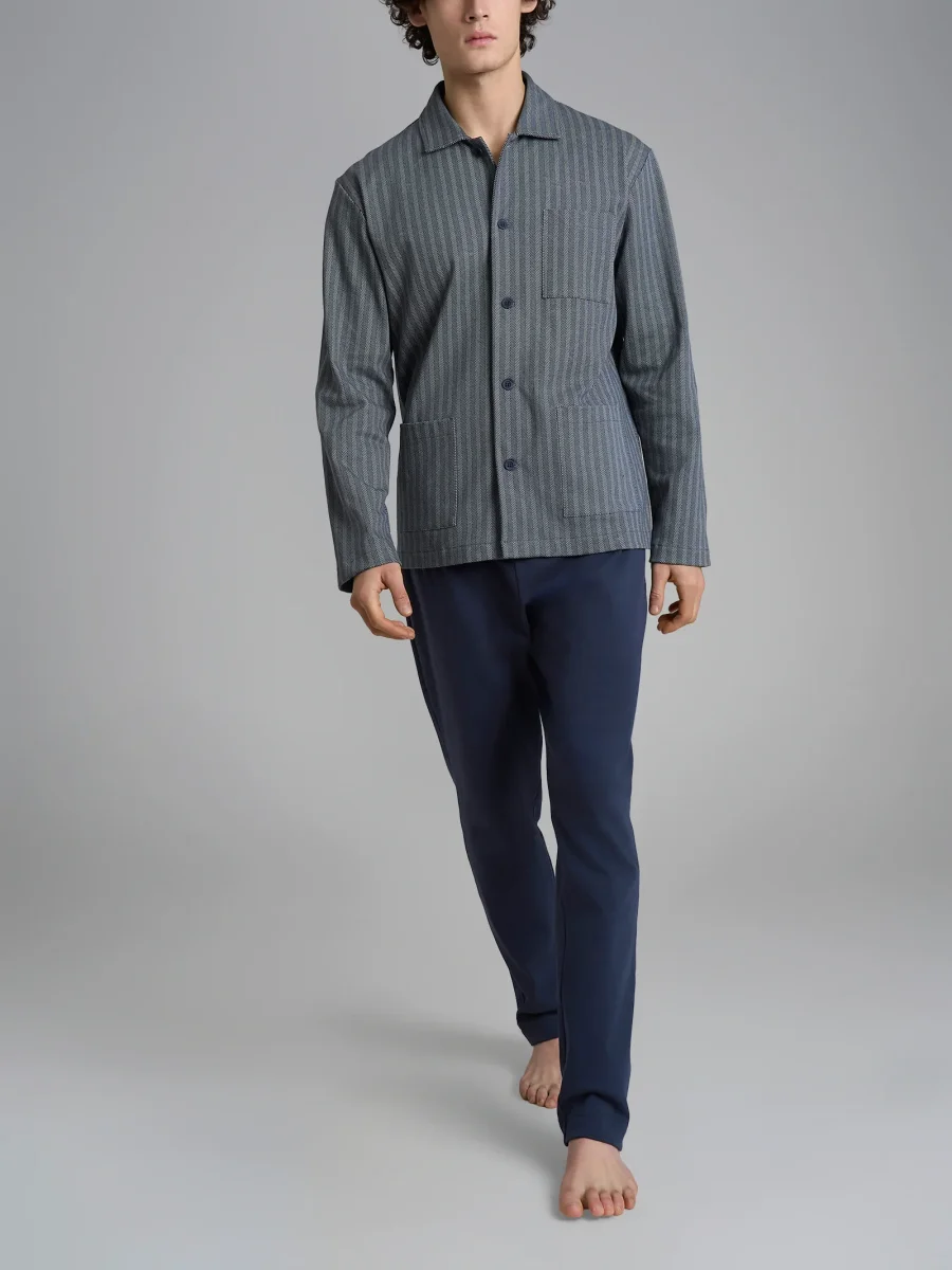 Pigiama spigato aperto in interlock di cotone 44-56 - Fant. Notte Spigato - immagine 2