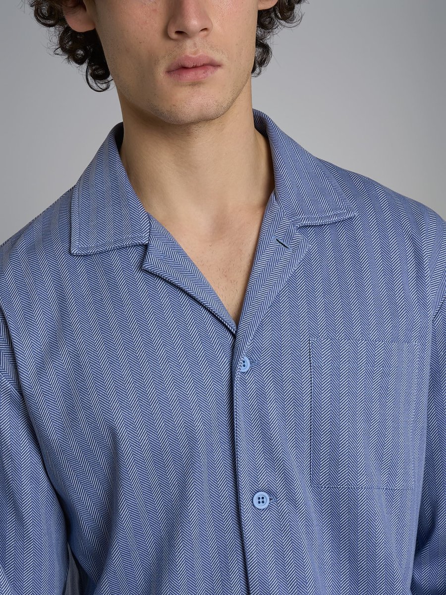 Pigiama spigato aperto in interlock di cotone 44-56 - Fant. Colony Blue Spigato - immagine 4