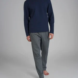 Pigiama spigato con girocollo in interlock di cotone - Fant. Notte Spigato