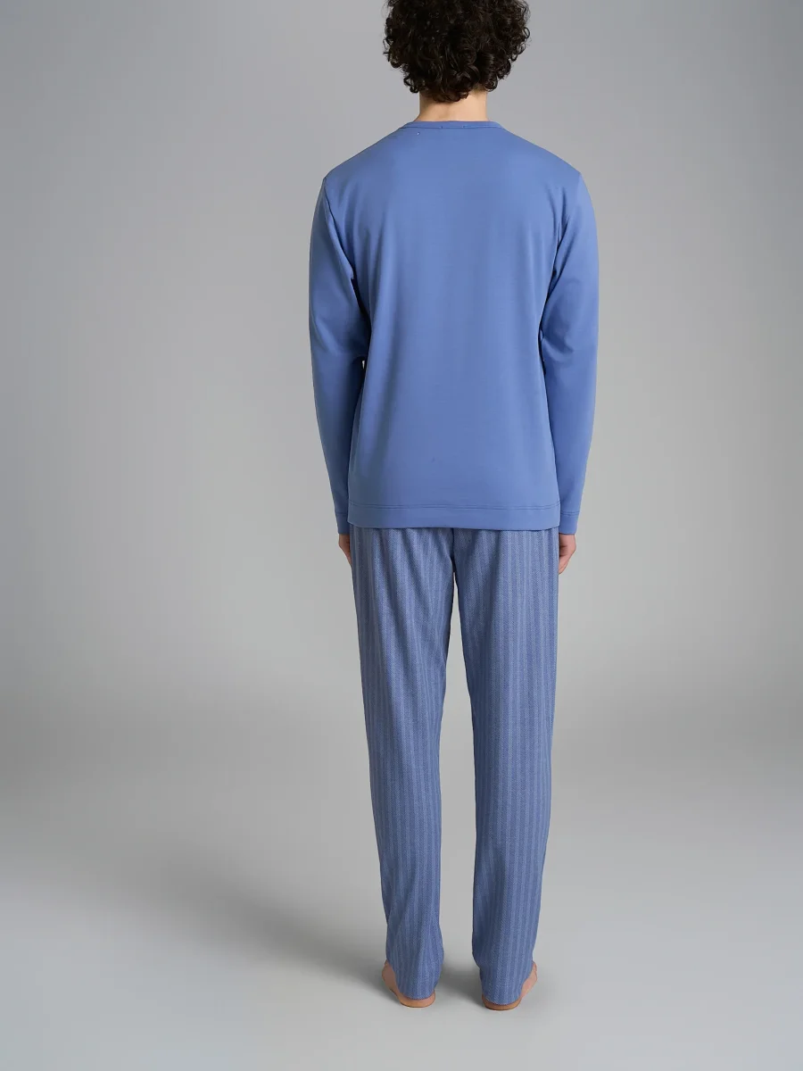 Pigiama spigato con girocollo in interlock di cotone - Fant. Colony Blue Spigato - immagine 3