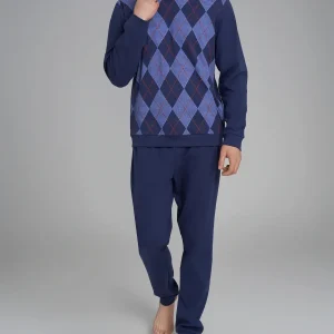 Pigiama tartan con scollo a V in interlock di cotone - Fant. Naval Academy