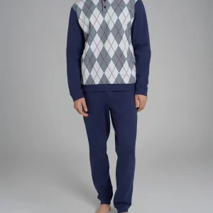 Pigiama tartan con collo lupetto in interlock di cotone - Fant. High-rise