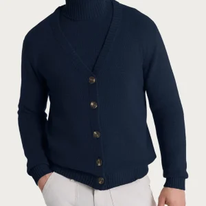 Cardigan con scollo a V in Natural Soft - Bleu