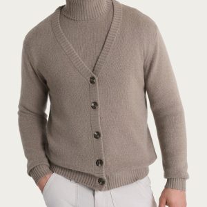 Cardigan con scollo a V in Natural Soft - Glace' Mel.