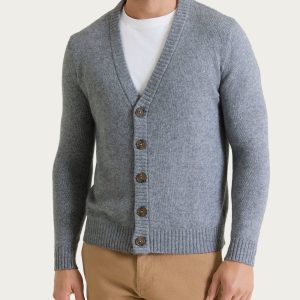 Cardigan con scollo a V in Natural Soft - Ferro Mel.