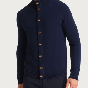 Cardigan con collo alto in Natural Soft - Bleu