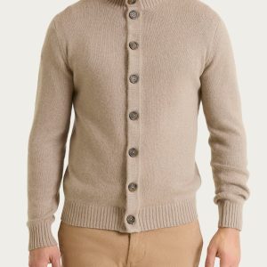 Cardigan con collo alto in Natural Soft - Glace' Mel.
