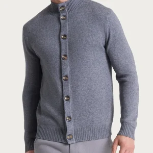 Cardigan con collo alto in Natural Soft - Ferro Mel.