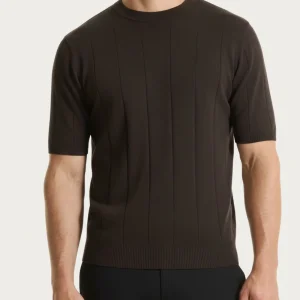 Maglia con manica corta a costa piatta in Puro Cotone - Chocolate Torte