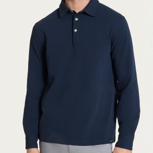 Polo con manica lunga in Eco Cotton Piquet Stretch - Outer Space