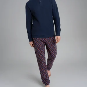 Pigiama a serafino con fantasia tartan in Cotton Eco Pile - Fant.Outer Space