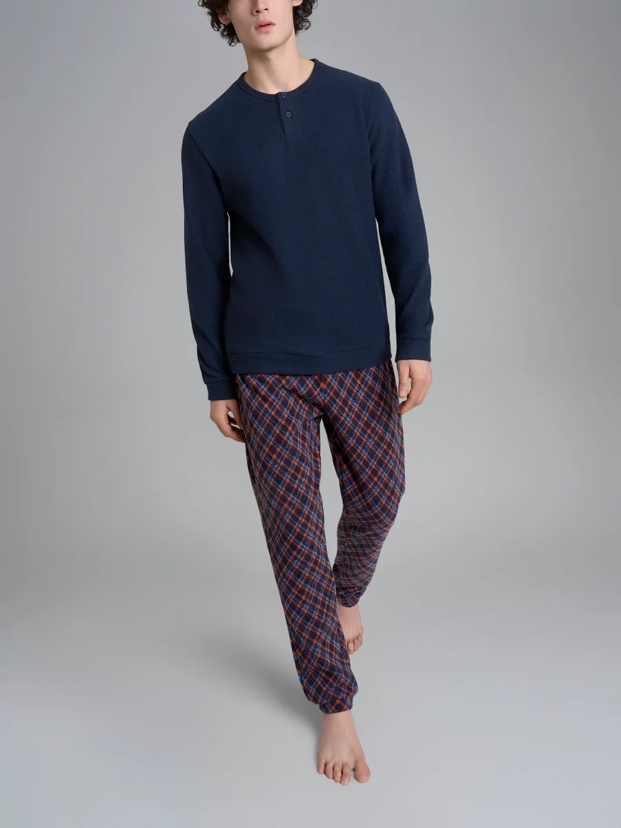 Pigiama a serafino con fantasia tartan in Cotton Eco Pile - Fant.Outer Space - immagine 2