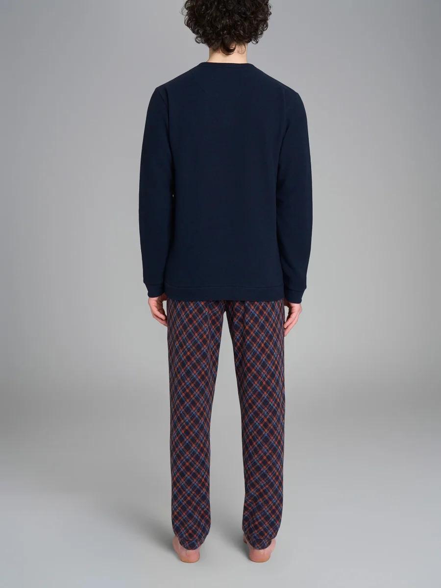 Pigiama a serafino con fantasia tartan in Cotton Eco Pile - Fant.Outer Space - immagine 3