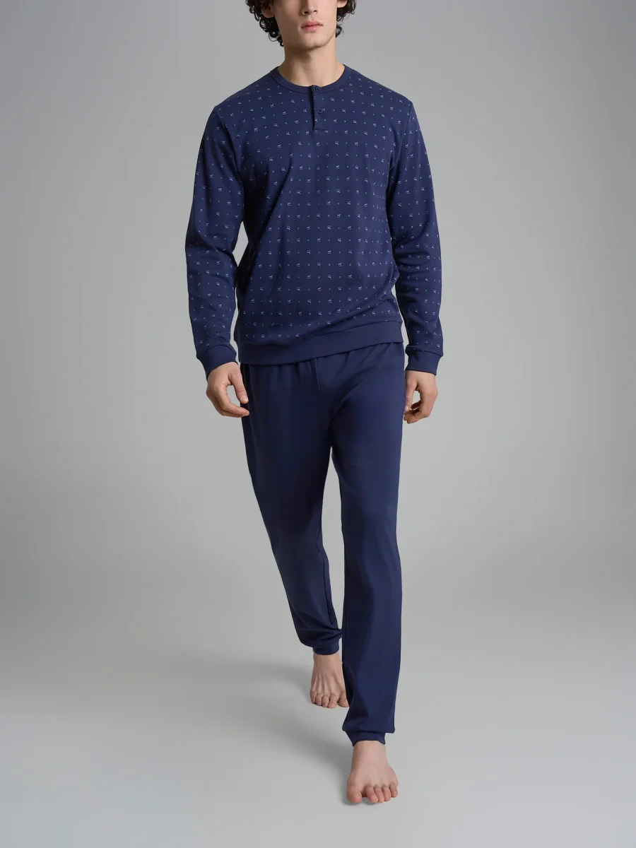 Pigiama a serafino con fantasia in interlock di cotone - Fant. Naval Academy Cavalli